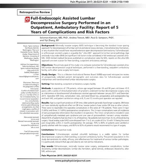 lumbar decompressive surgery abstarct